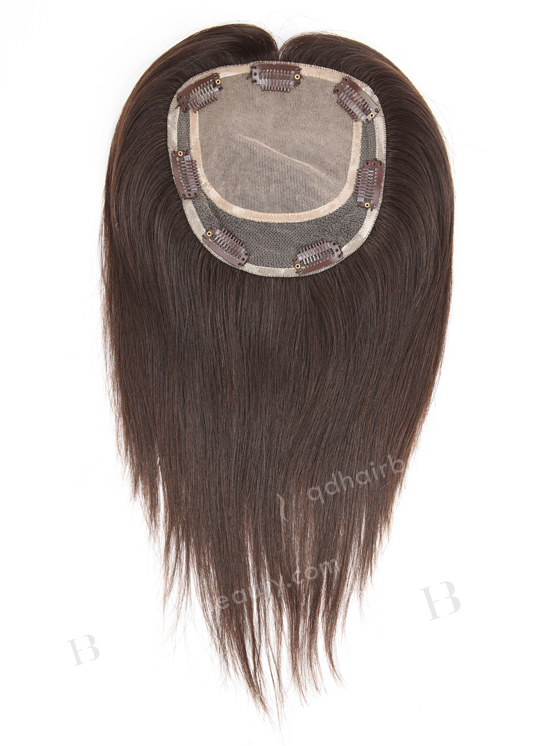 In Stock 5.5"*6" European Virgin Hair 12" Natural Straight Natural Color Silk Top Hair Topper-007